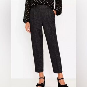 LOFT ANKLE PANTS SHIMMERY BLACK WOMENS SIZE S Elastic Waist.